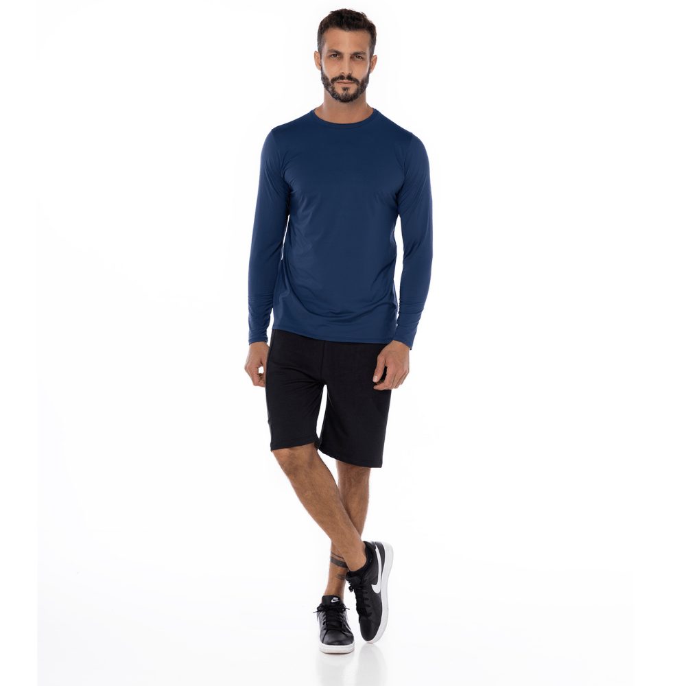 Camisa manga longa masculina marinho Santuá